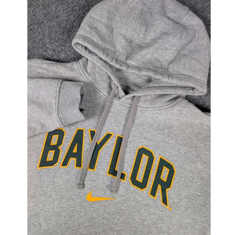 Baylor Bears Nike Hoodie Mens Large Gray Fleece Pullover Sweatshirt‎ M31777